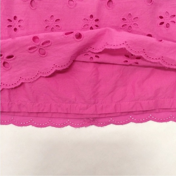 LOFT Pink Floral Eyelet Scallop Trim Mini Skirt Sz 6 - Picture 5 of 7